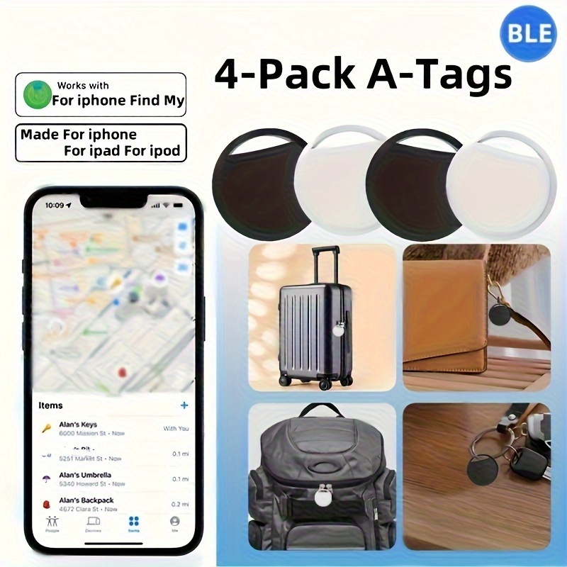 Image of 4-pack Air Mini Smart Tag Key , Worldwide Tracking Device Smart Locator, Wallet Finder & Item Locator Finder, Can Track Your Keys, Wallets, Suitcases, Bags, Works For Iphone (ios , Not For