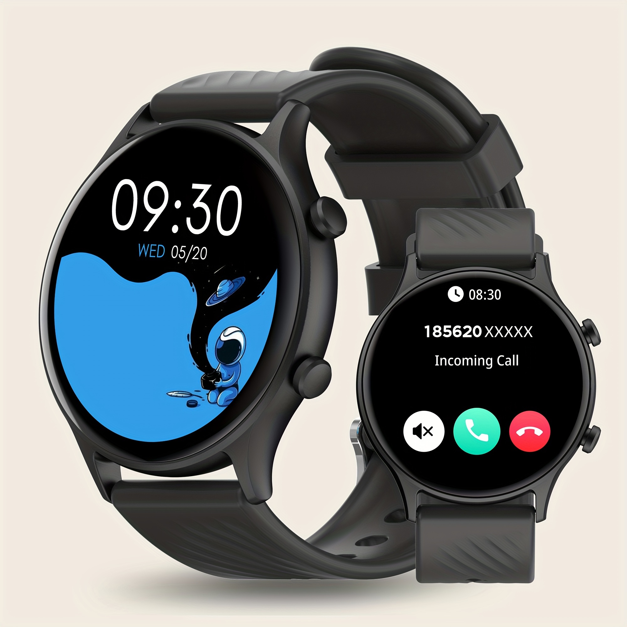 outdoor smart watch for men and women 1 39 hd round screen wireless calls message push waterproof 100 sports mode fitness   steps calories music control sleep monitoring smartwatch for android and ios phones