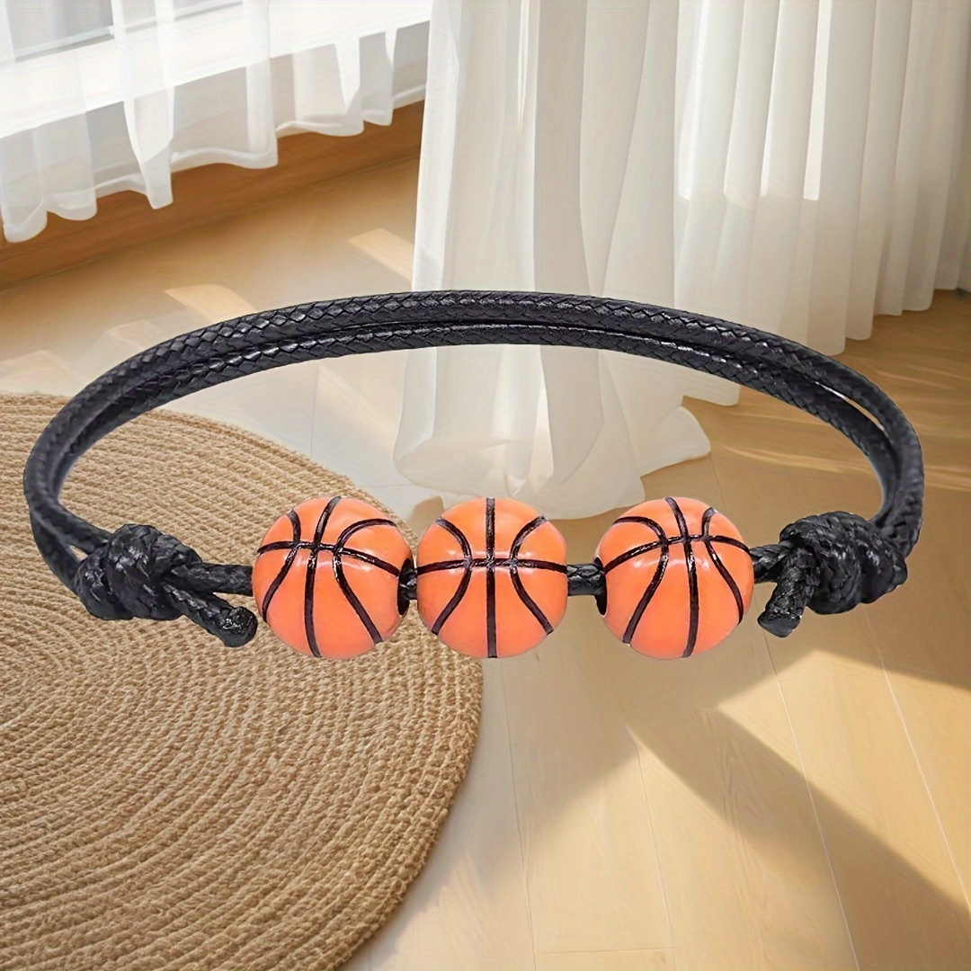 

4pcs Basketball Adjustable Sports Bracelet - Woven Design, An