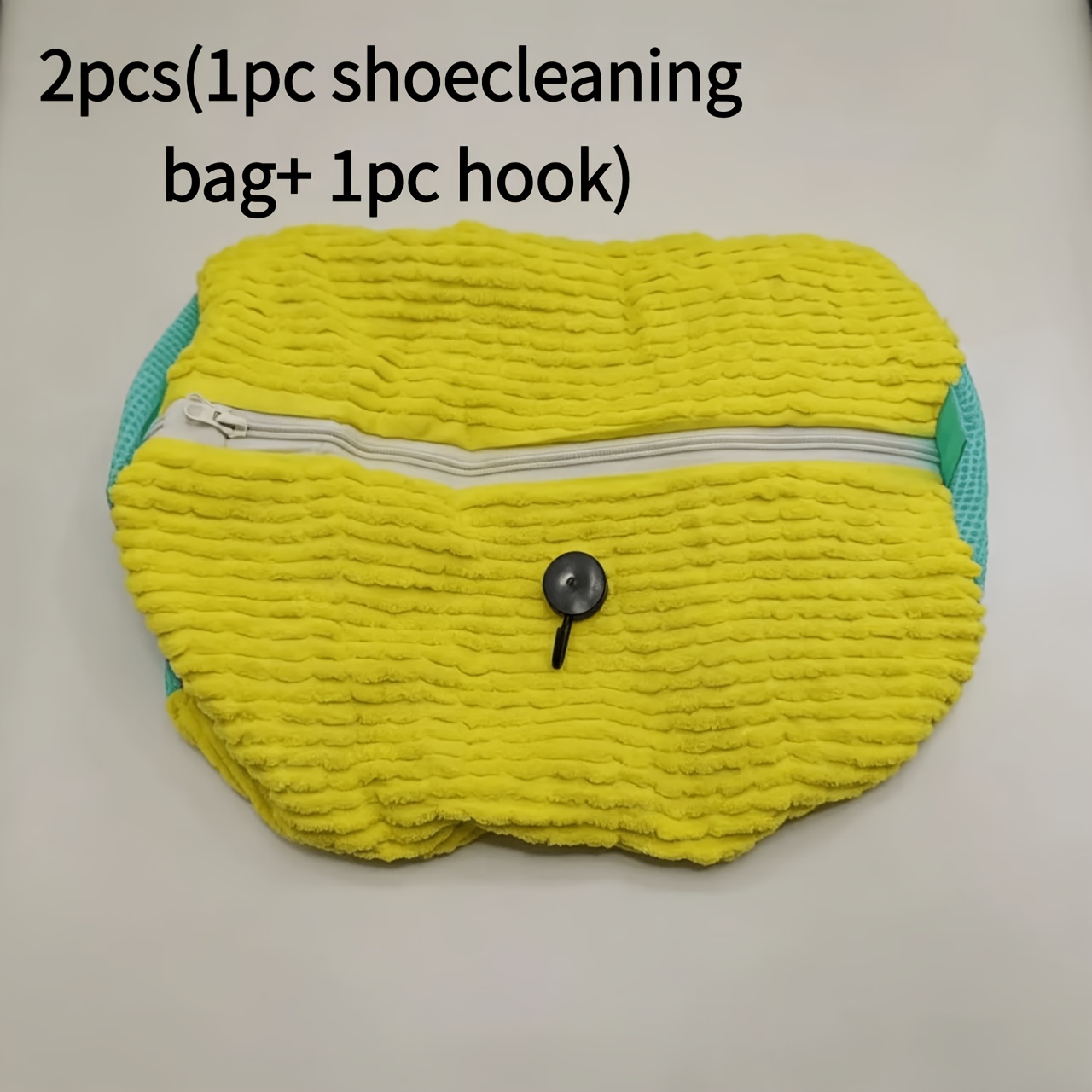 TEMU 2pcs Laundry Bag With Hook, Washing Machine Shoe Bag, Fluffy Fiber 360° Cleaning, Durable Zipper Reusable Sneaker Washing Bag, Oval Protective