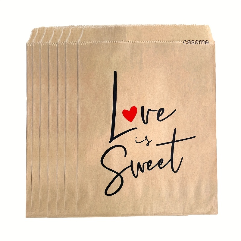 E-shop 25 Stück 13x18 cm "Liebe ist süß" Geschenktüten aus Papier – Romantische Beutel für Hochzeiten, Valentinstag, Verlobungen Brautduschen