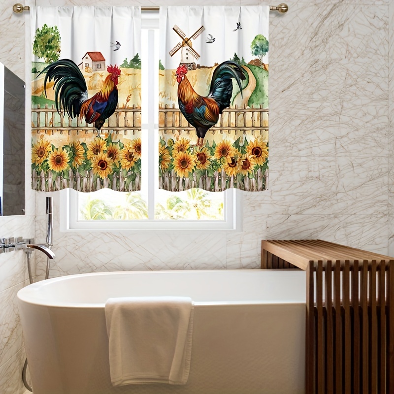 Tenda A Pannello Mucca Fattoria Rustica 100x150 Cm, Stampa Girasole E Porta Fienile Per Soggiorno E Cucina, 1 Pezzo