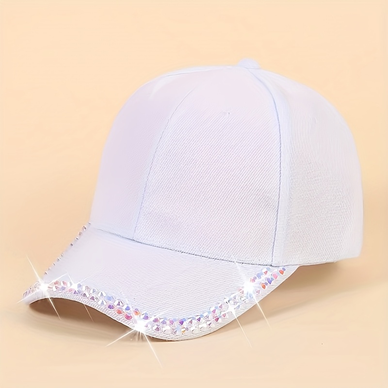 Image of Unisex Baseball Cap With Rhinestones, Trendy, Casual, Versatile, Duck Tongue Cap, Bright, Fashionable, Personalized Women's Hat, Sun Hat, Sunscreen Hat, Beach Hat