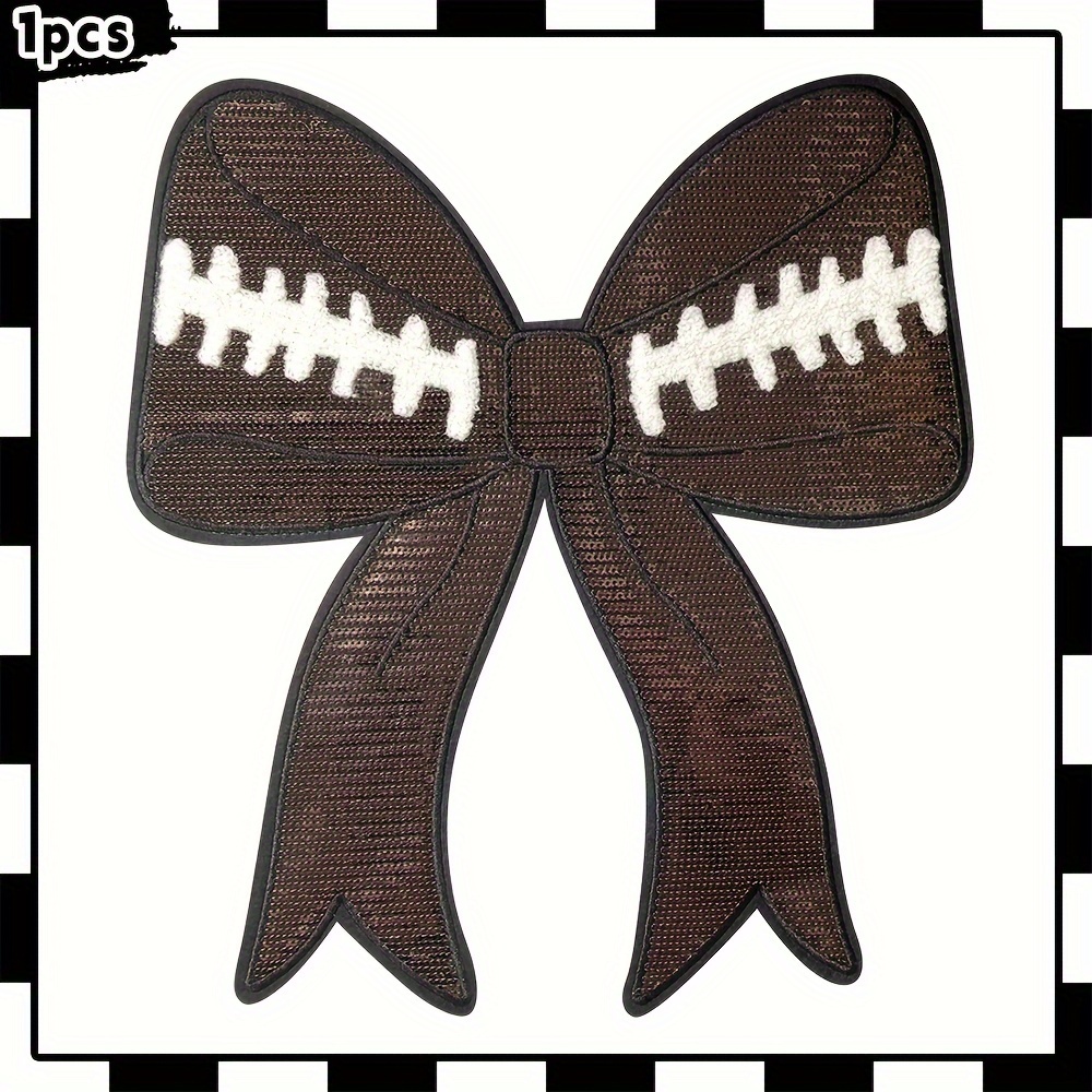 

1pc Rugby Element Bow Large Patch Ironing Applique Adhesive For Diy Jackets Sweatshirts Knitted Clothing