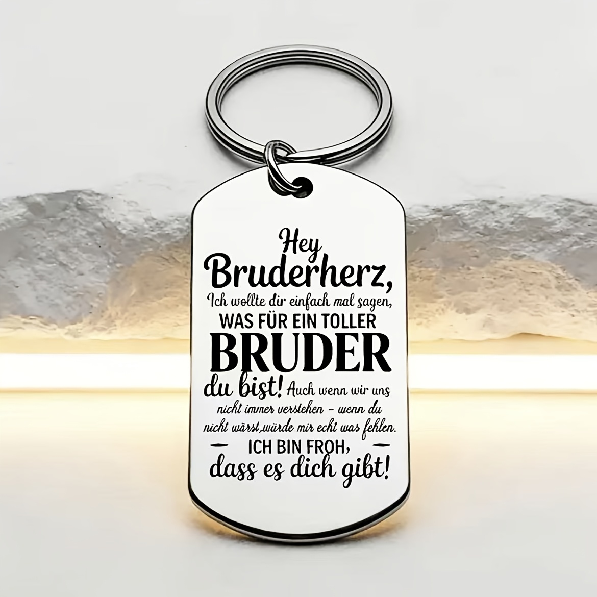 German Brother-themed Stainless Steel Keychain, "what A Great Brother You Are!" Perfect As A Commemorative Gift For A Brother