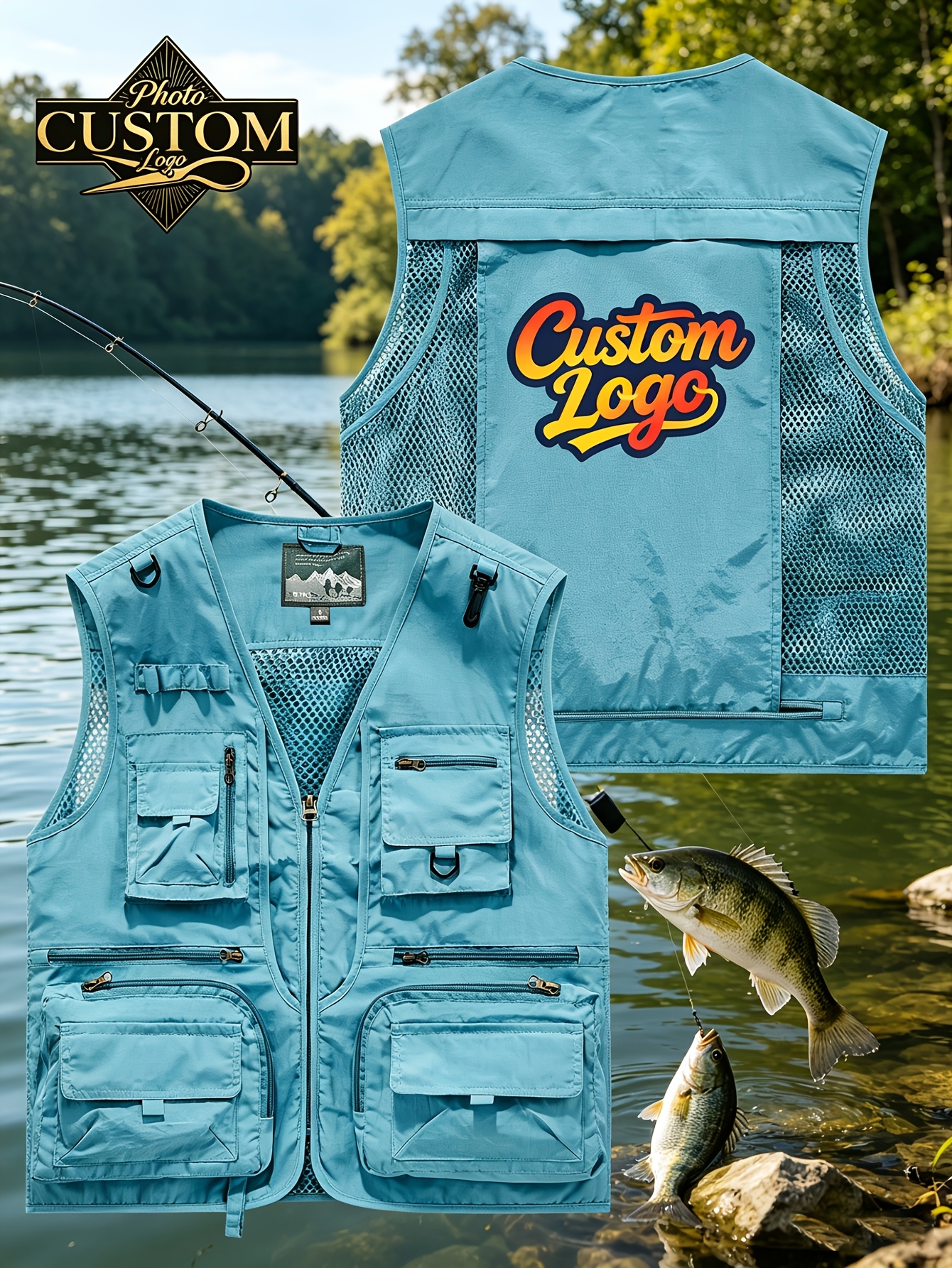 Custom Logo Fishing Vest For Men – Utility Gilet With Pockets For