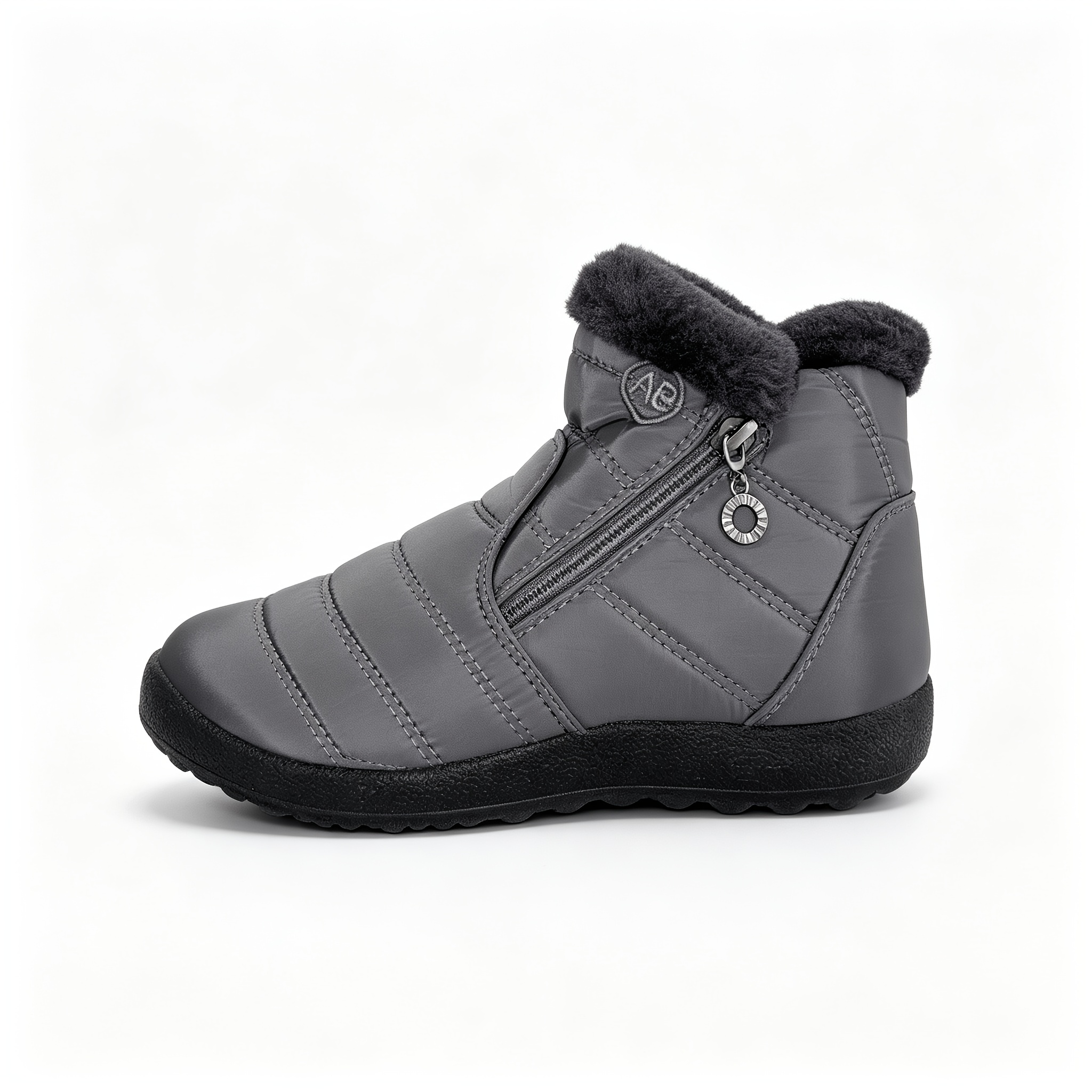 Women's Fleece Lined Side Zipper Winter Ankle Boots, Casual Wear
