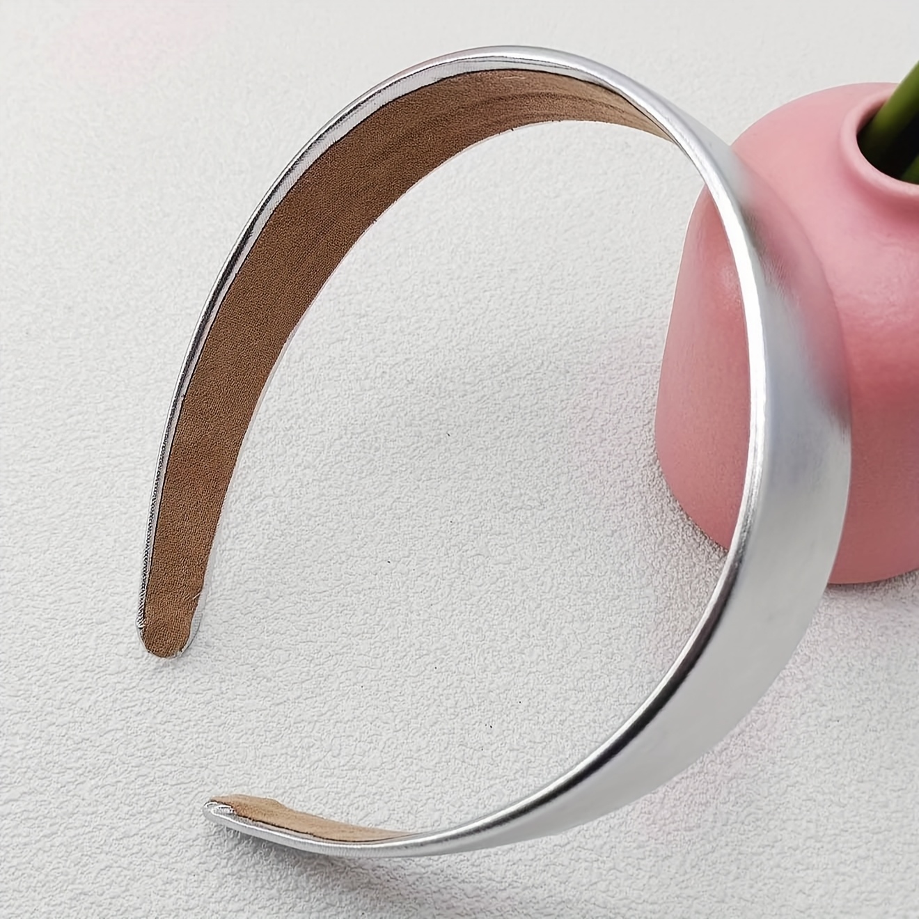 TEMU Fascia per capelli in tessuto PU e plastica, larga 3 cm