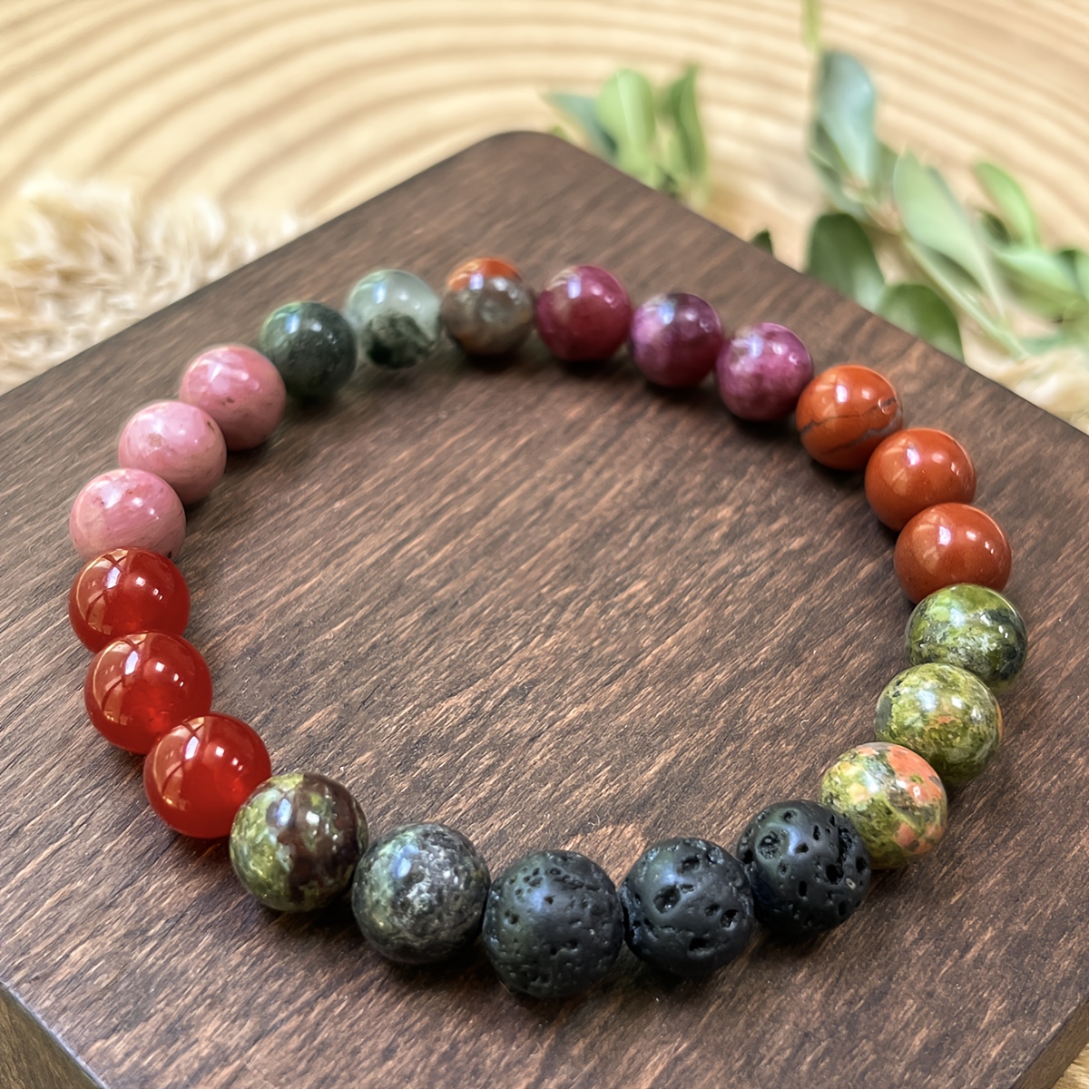 Courage and Passion Beads Bracelet, Handmade Natural Stones