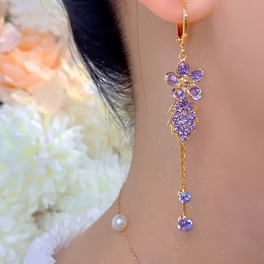 Women's Shimmering Glass Floral Drop Earrings