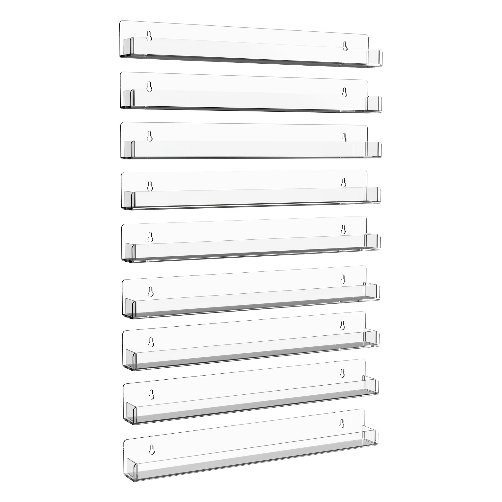 TEMU 3/6/9-pack Nail Polish Wall Rack: 15-inch Clear Acrylic Nail Polish Organizer Acrylic Floating Shelves, Small Toy Storage Wall Shelf Modern