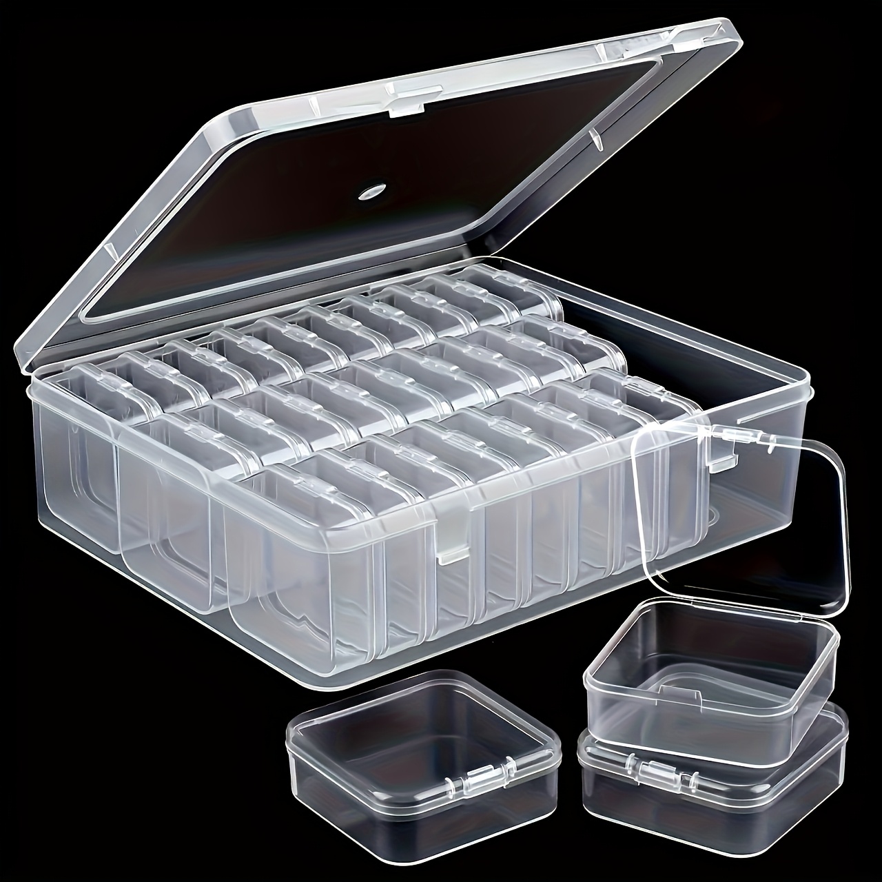 30pcs transparent plastic storage boxes for beads, jewelry & crafts - durable organizer with snap closure, removable trays, rectangular shape - perfect gift for crafters & jewelry enthusiasts, jewelry organizer storage, jewelry boxes, bead organizers and storage, large bead storage containers, small containers for beads, jewelry storage box, bead box organizer, sturdy construction, craft supplies Product details 0