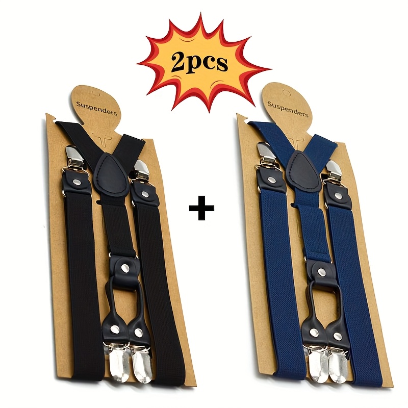Image of Two-pack Simple European And Business Suspenders For Men And Women, Anti-slip Elastic Suspenders, Ideal Holiday Gift For , Overalls For Parties And School
