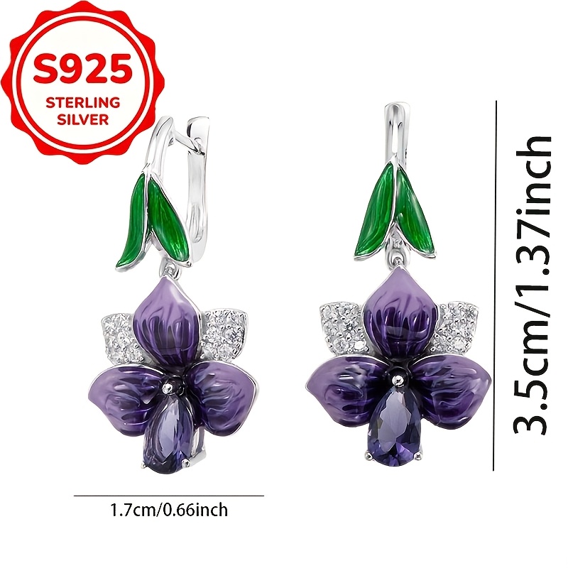 Women's S925 Silver Flower & Leaf Drop Earrings