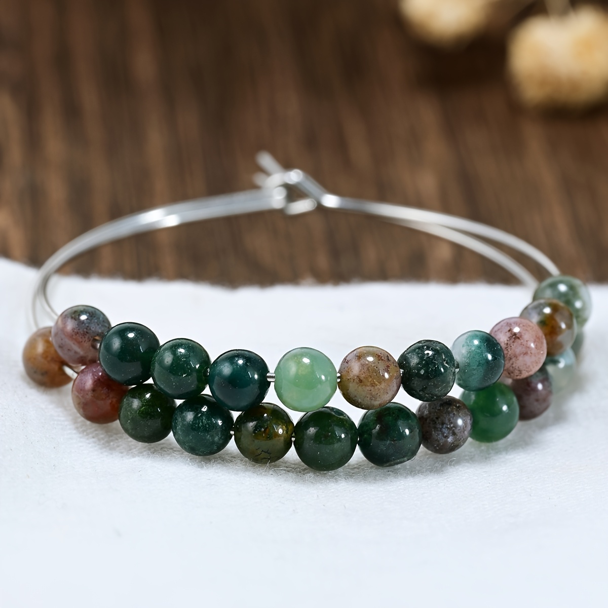 1 Pair Indian Agate Bohemian Fashionable Earrings