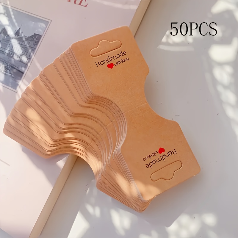 TEMU 100/50pcs Cartes de Présentation de Bracelets avec Design de Lettrage Artisanal de Cœur Rouge, Clips de Collier Robustes, Cartes d'Accessoires