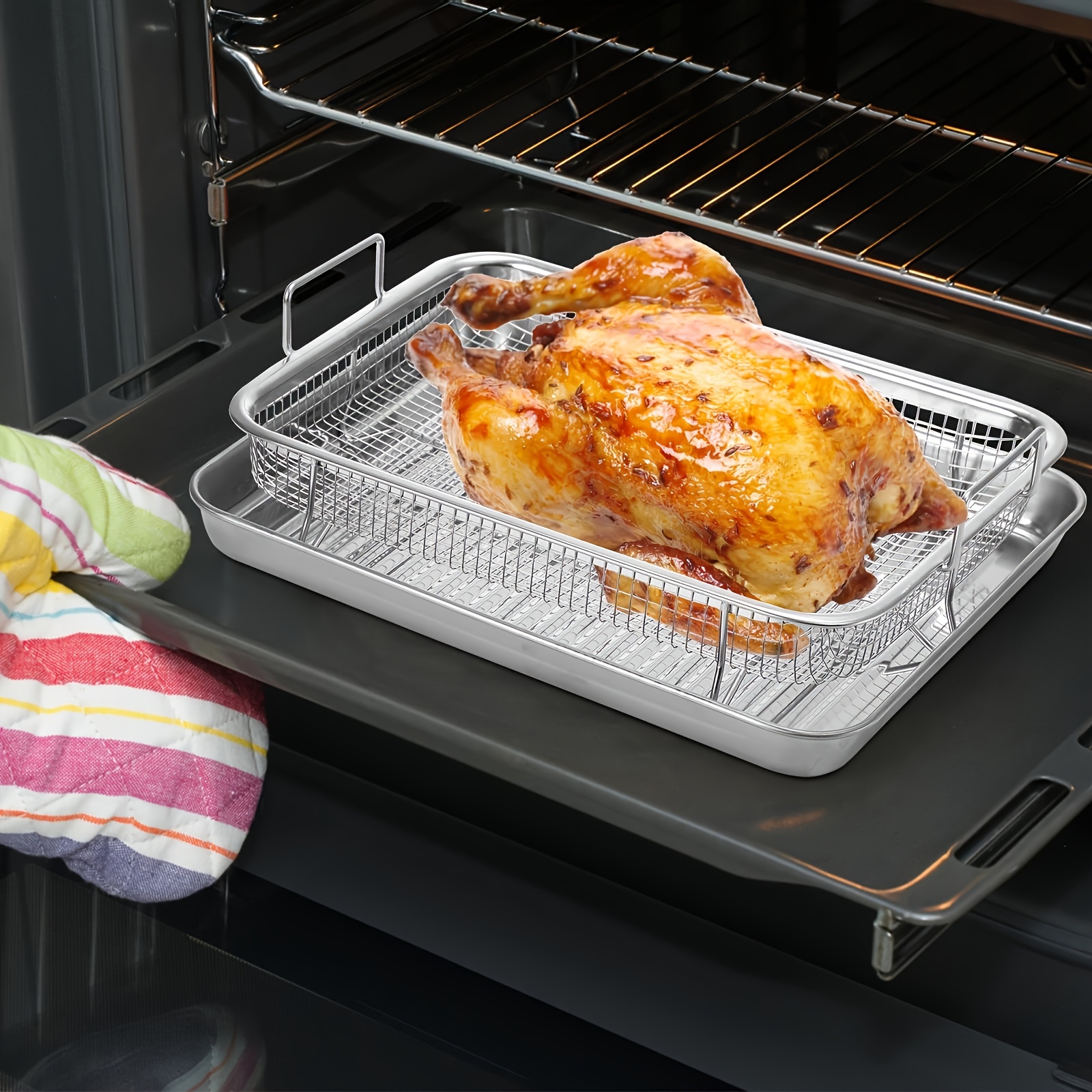 Crisper Tray Air Fryer Oven Baking Pan ChangWanna Stainless Steel
