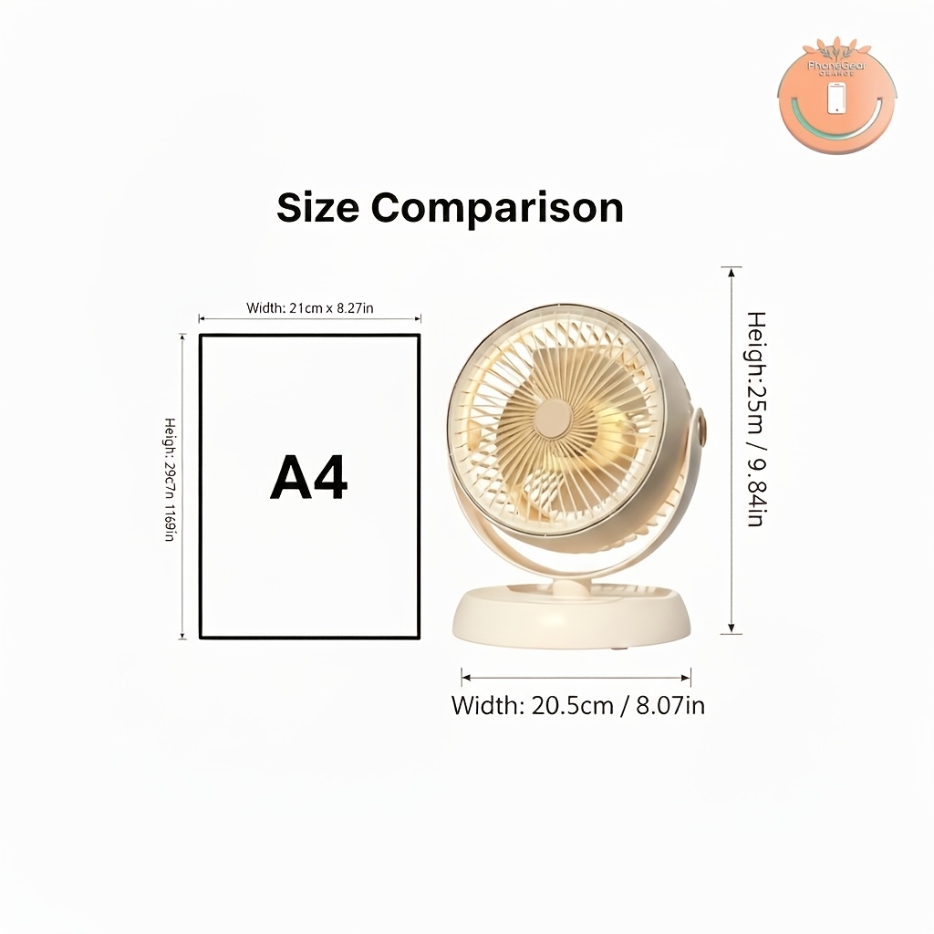 2026 Portable 2000mAh Battery Long-Lasting Quiet Desktop Oscillating Fan - Dimensions: 25cm X 10.5cm | 2000mAh Battery for Extended Runtime, Five-speed Wind Adjustment, Vortex Fan Blades, Powerful Strong Wind, 40dB Quiet Low Noise, Spiral Air Duct