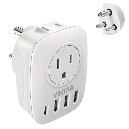 us to india plug adapter type adapter with 1 usb c 3 usb ports and 2 6 in 1 india power adapter for usa to india bangladesh maldives pakistan nepal