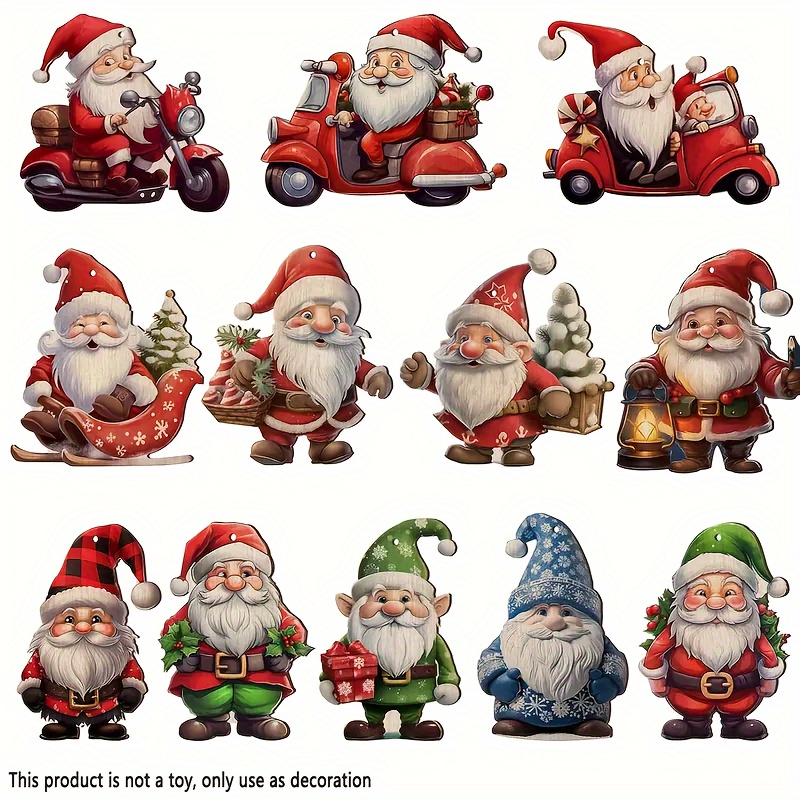 

24pcs Santa Claus & Sleigh Wooden Ornament Set - Christmas Tree, Home & Yard Decor