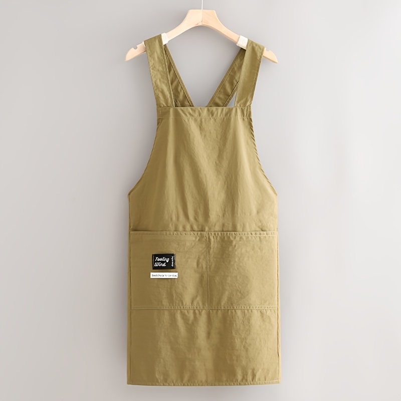 

1pc Creative Solid Color Apron, -friendly, Breathable, , Water-repellent Design, Ideal For Cooking, Bbq, Floristry, Library, Gardening, Cafes, Restaurants - Lightweight 100g Polyester Apron With Weave