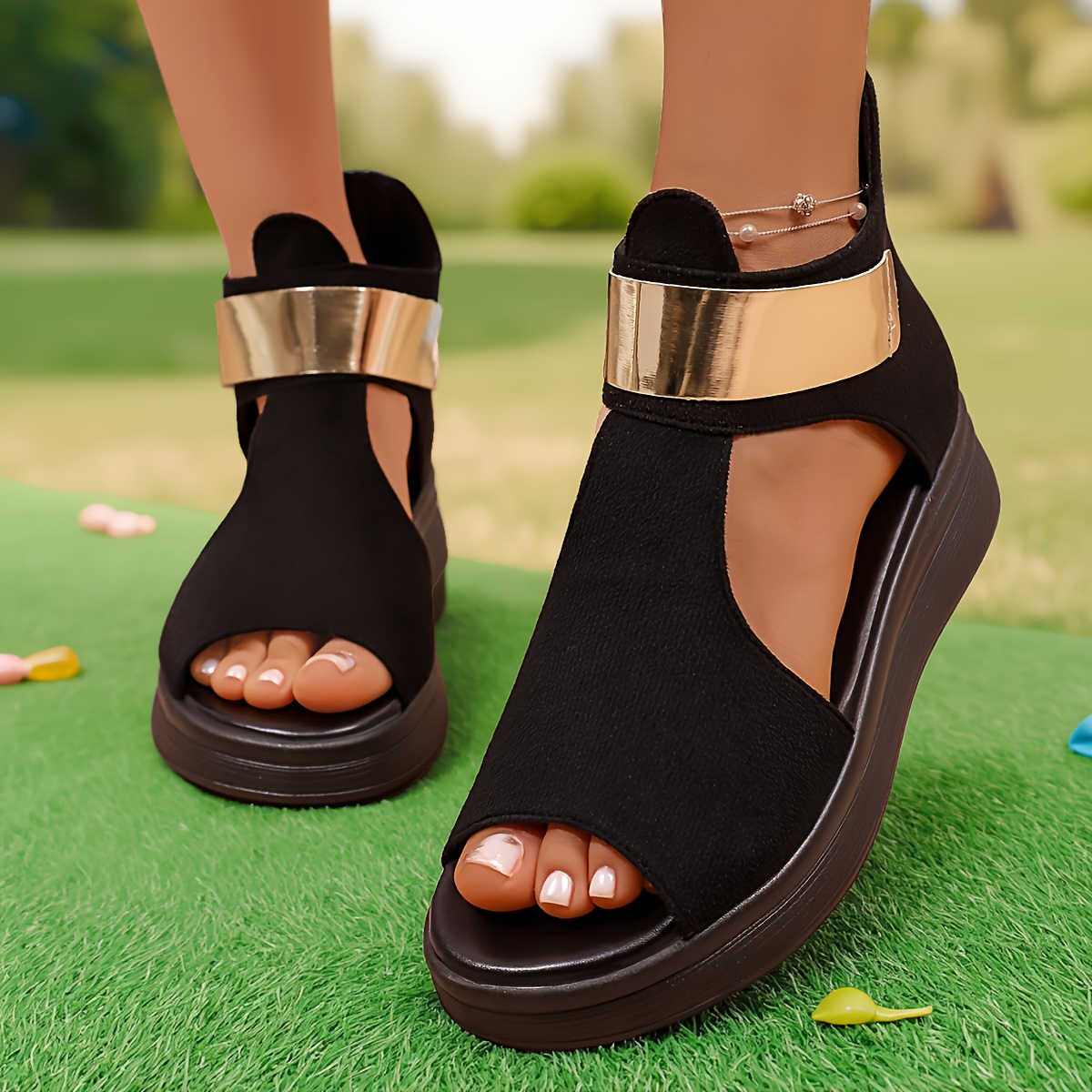 Women's Plus Size Retro Thick Sole Ankle Strap High Heel Sandals