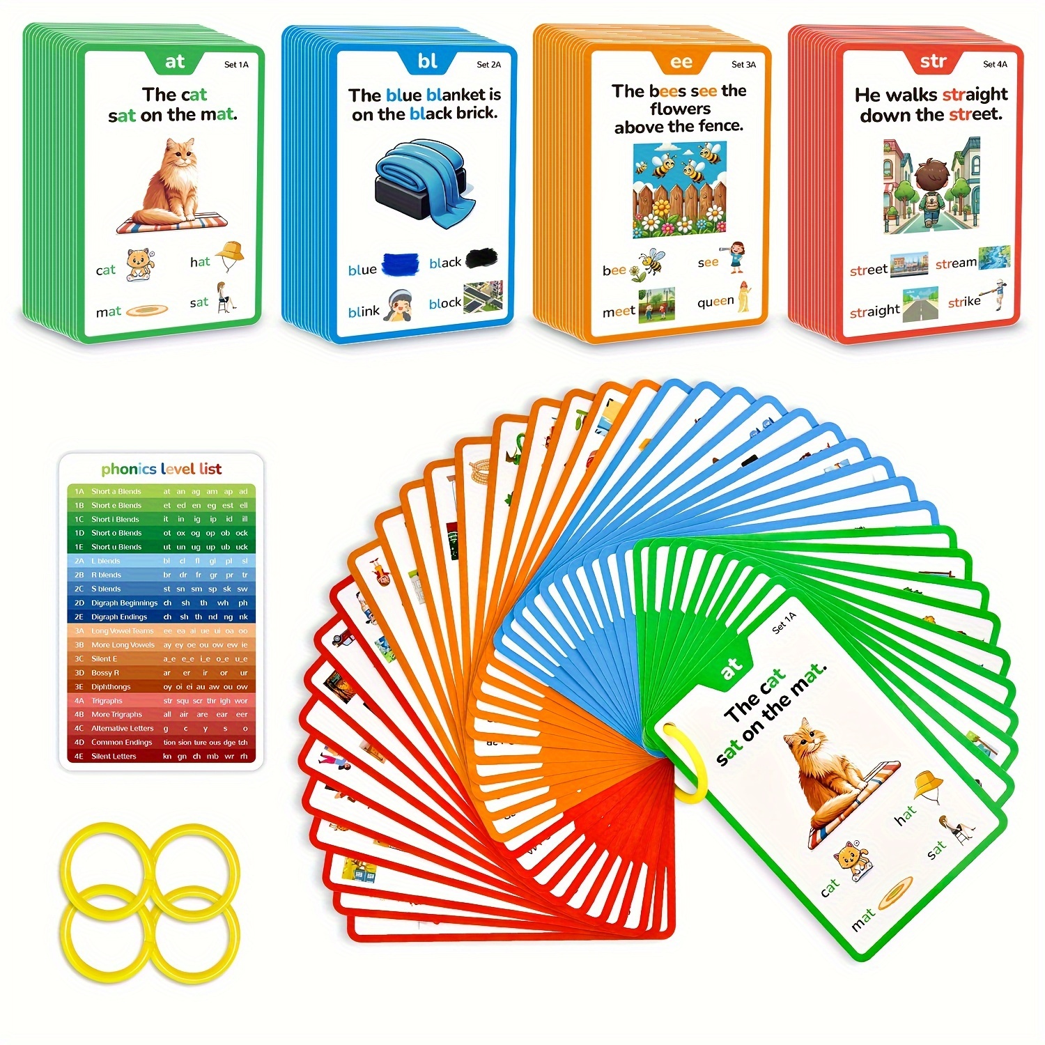 

64pcs 117 Sets Of Learn To Read Phonics Flash Cards, Style Educational Toy, , Cvc, & Long Sounds, Phonics Games For , Kindergarten, Homeschool