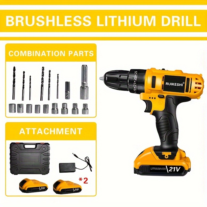 

21v Electric Hand Drill To Household Electric Hand Drill Rechargeable Tool Lithium Battery To Multifunctional Impact Pistol Drill Electric Screwdriver Valentine's Day Gift For Husband Or Boyfriend