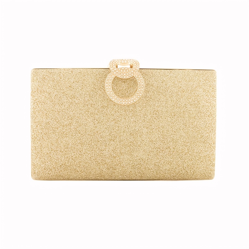 Mini Glitter Rhinestone Chain Link Hard Case Clutch Bag