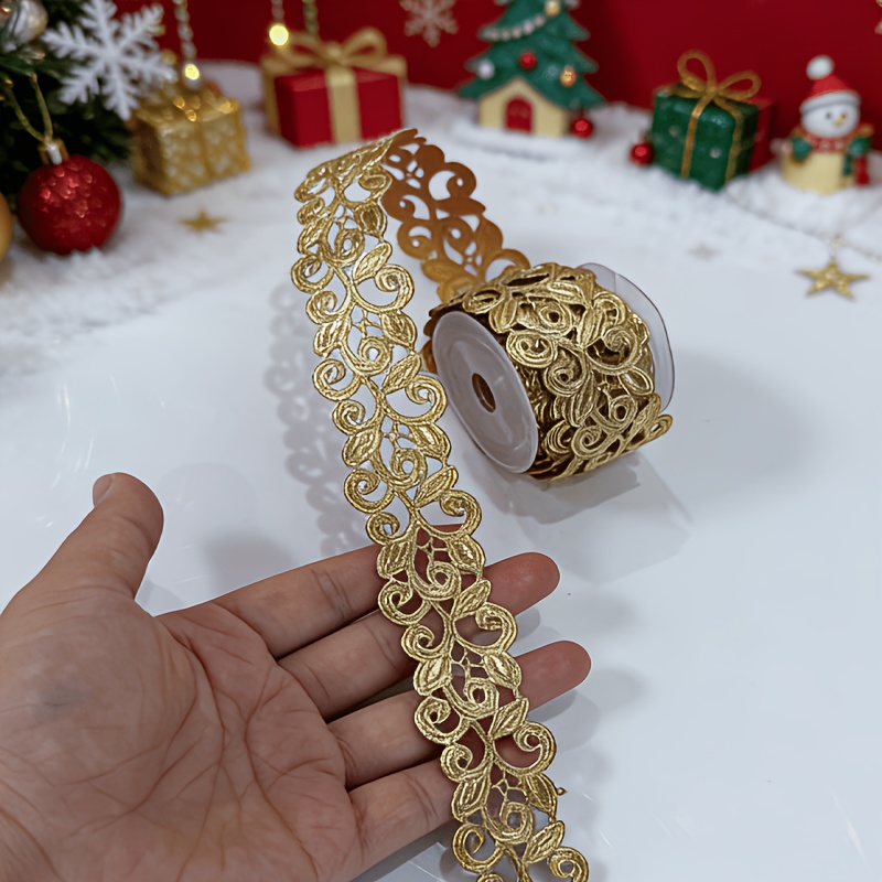 E-shop 3 cm (1,18 Zoll) × 300 cm (118,11 Zoll) goldene silberne Spitzenborte, geeignet für Hochzeiten, Partys, DIY-Bastelarbeiten Geschenkverpackung