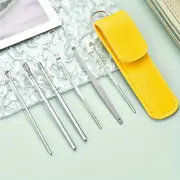 6 pcs steel ear picking spoon set pu ear curette ear picking tool details 9