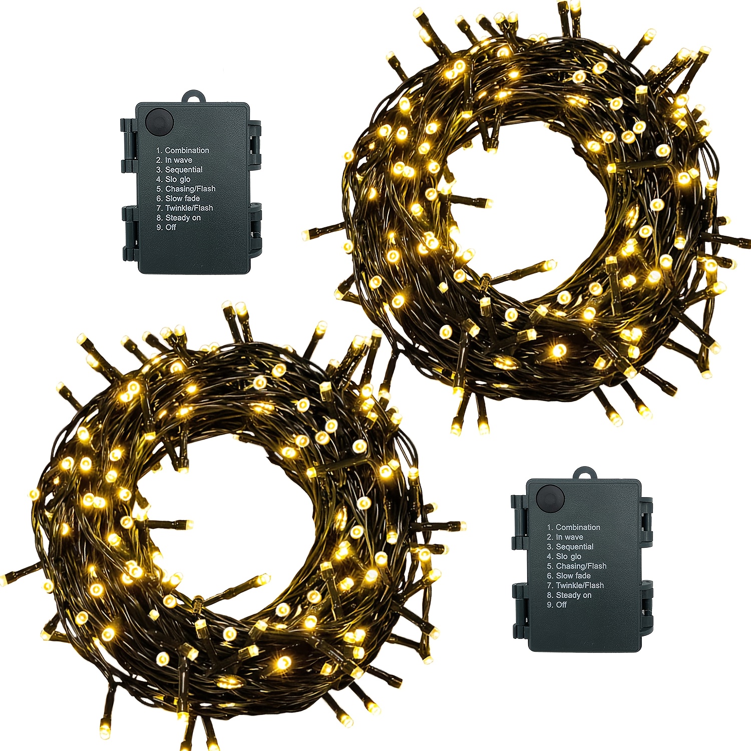 TEMU Battery-powered Timer Led String Lights With 8 Lighting , Warm White & Multicolor Indoor/outdoor Fairy Lights With Timer, 5m (50 Leds) Or 10m