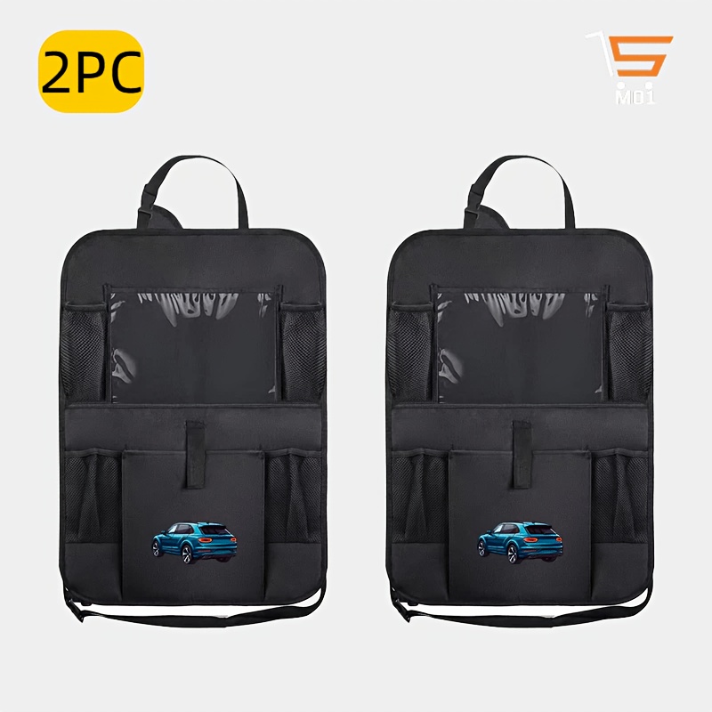 TEMU Set Of 2 Luxury Suv Patterned Backseat Organizers With A Tablet Holder, Designed With Pockets For Family Essentials, Made From Durable Materials
