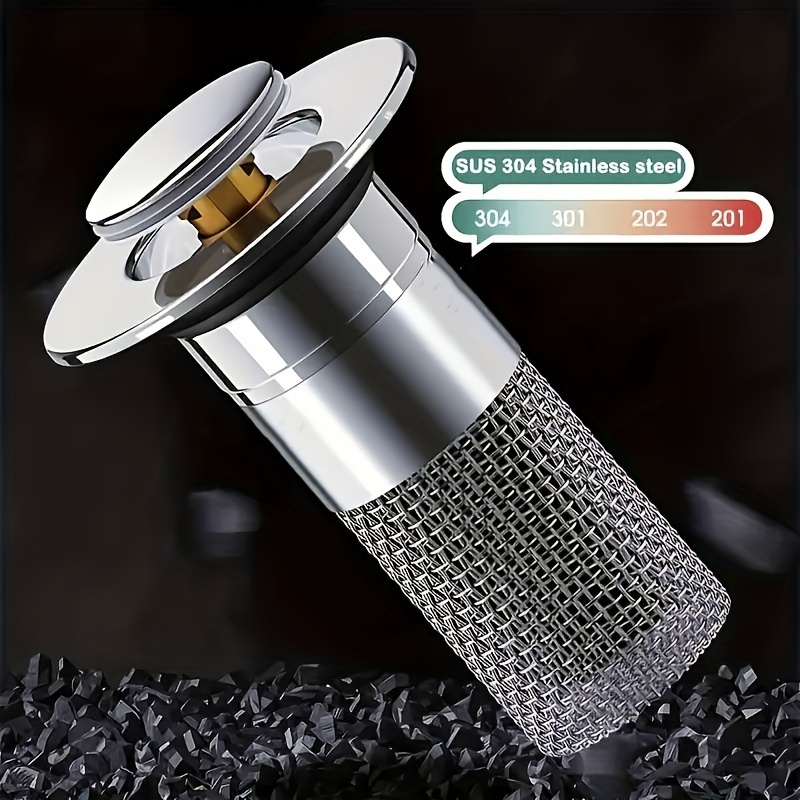 

1pc Sus 304 Stainless Steel Drain Filter, 2. Anti-odor And Insect Prevention, Bathroom Sink Strainer With Double Layer Filtration And Detachable Garbage Disposal For Hair Blockage Prevention