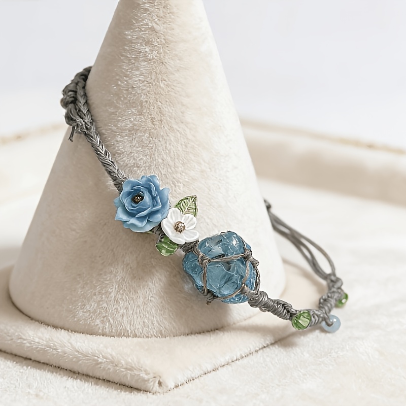 Blue Morpho Handwoven Crystal Bracelet