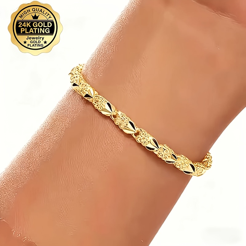 TEMU 1pc 24k Golden Plated Women's Easy Light , Suitable For Daily And Party Occasions