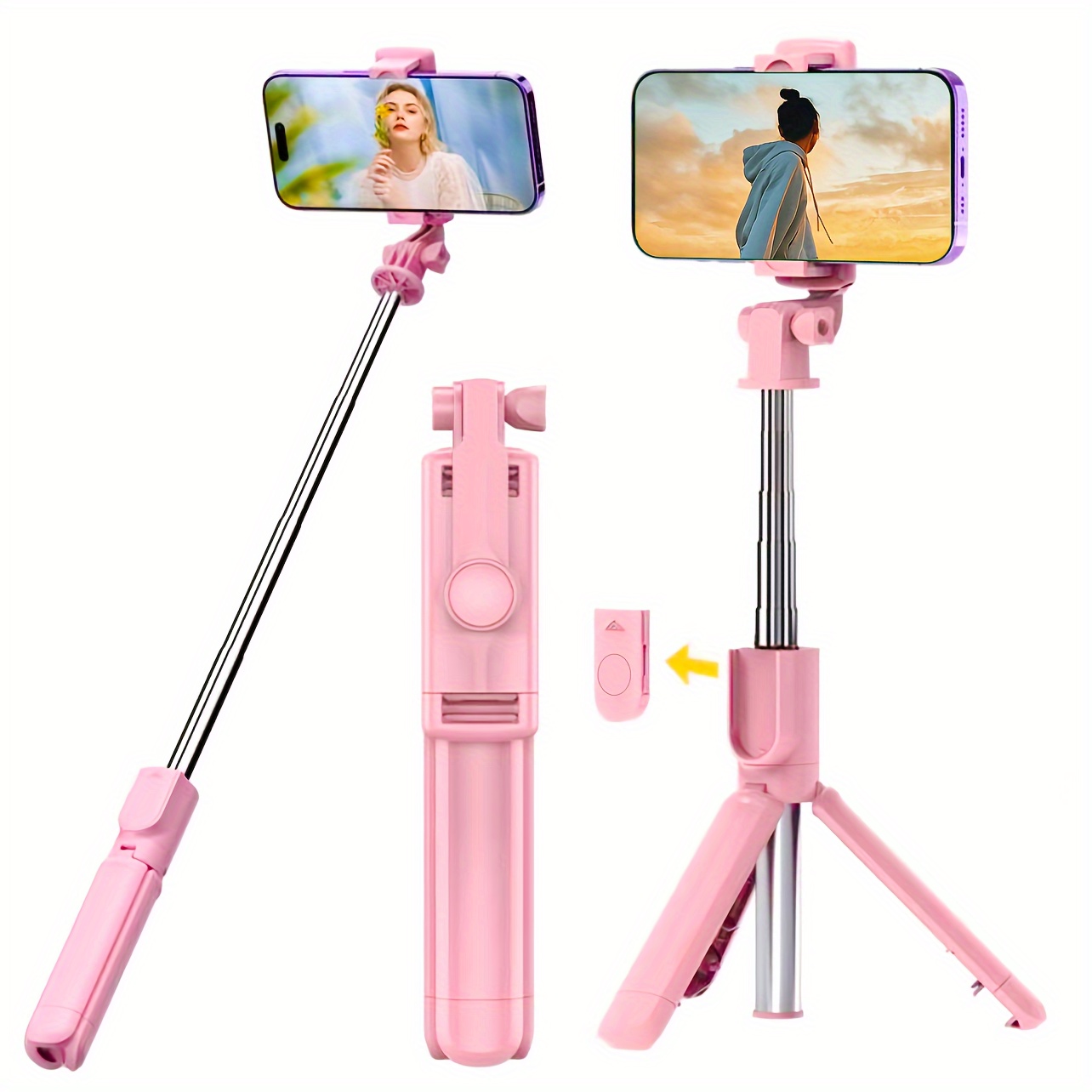 Trípode para palo selfie con luz de relleno, trípode extensible