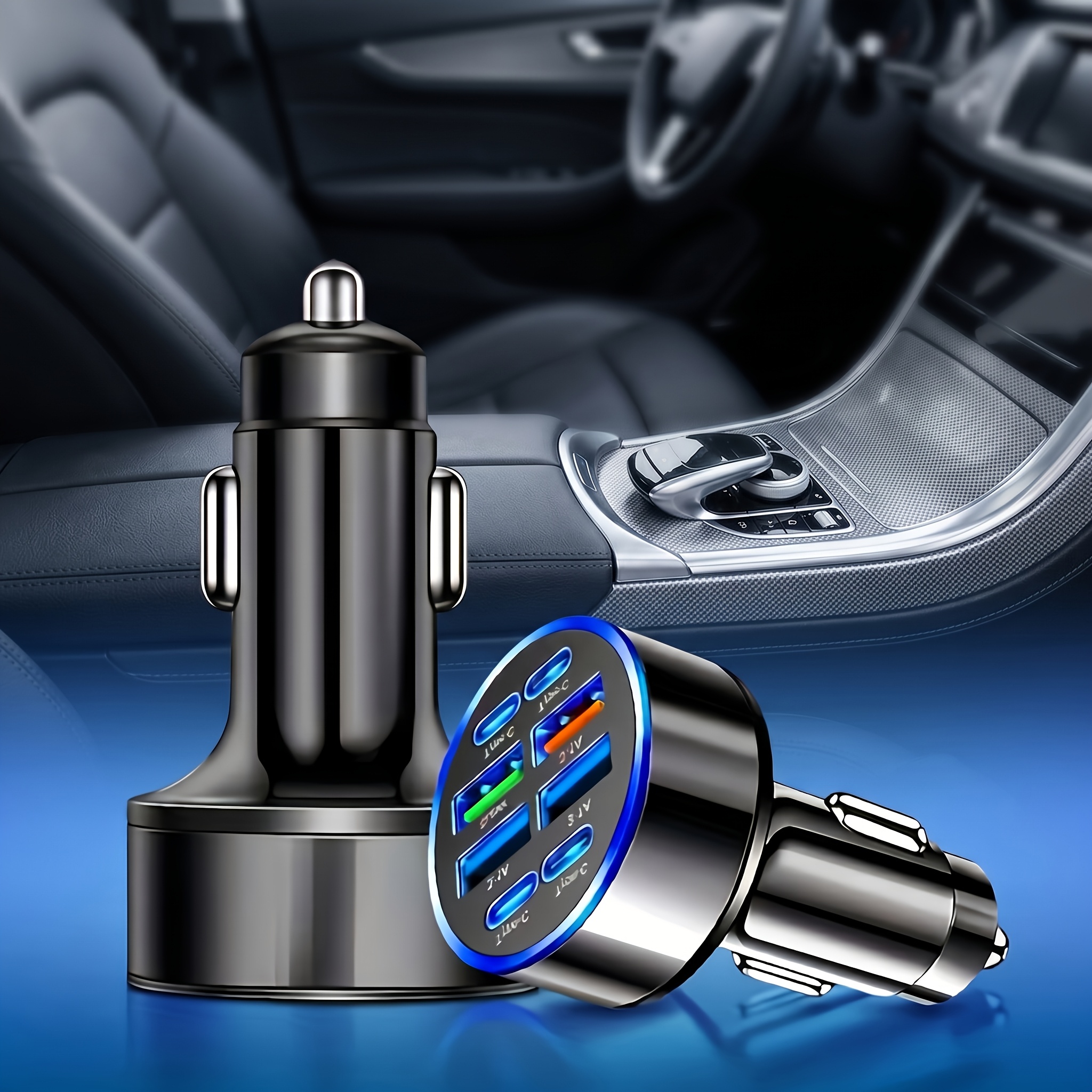 TEMU 2pcs Car Phone Charger, Qc3.0 Fast Charging, Pd+usb Dual Output, Led Indicator, Compact Portable Charging Station, Ideal For Home And Vehicle,