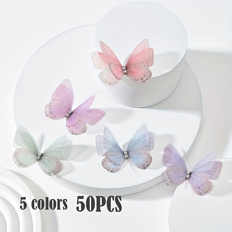 

[50pcs Mini Fabric Decorations] 50pcs Mini Fabric Decorations, 5 Colors, Reusable, For Diy Crafts, Parties, Weddings, Home Decor, Gathering