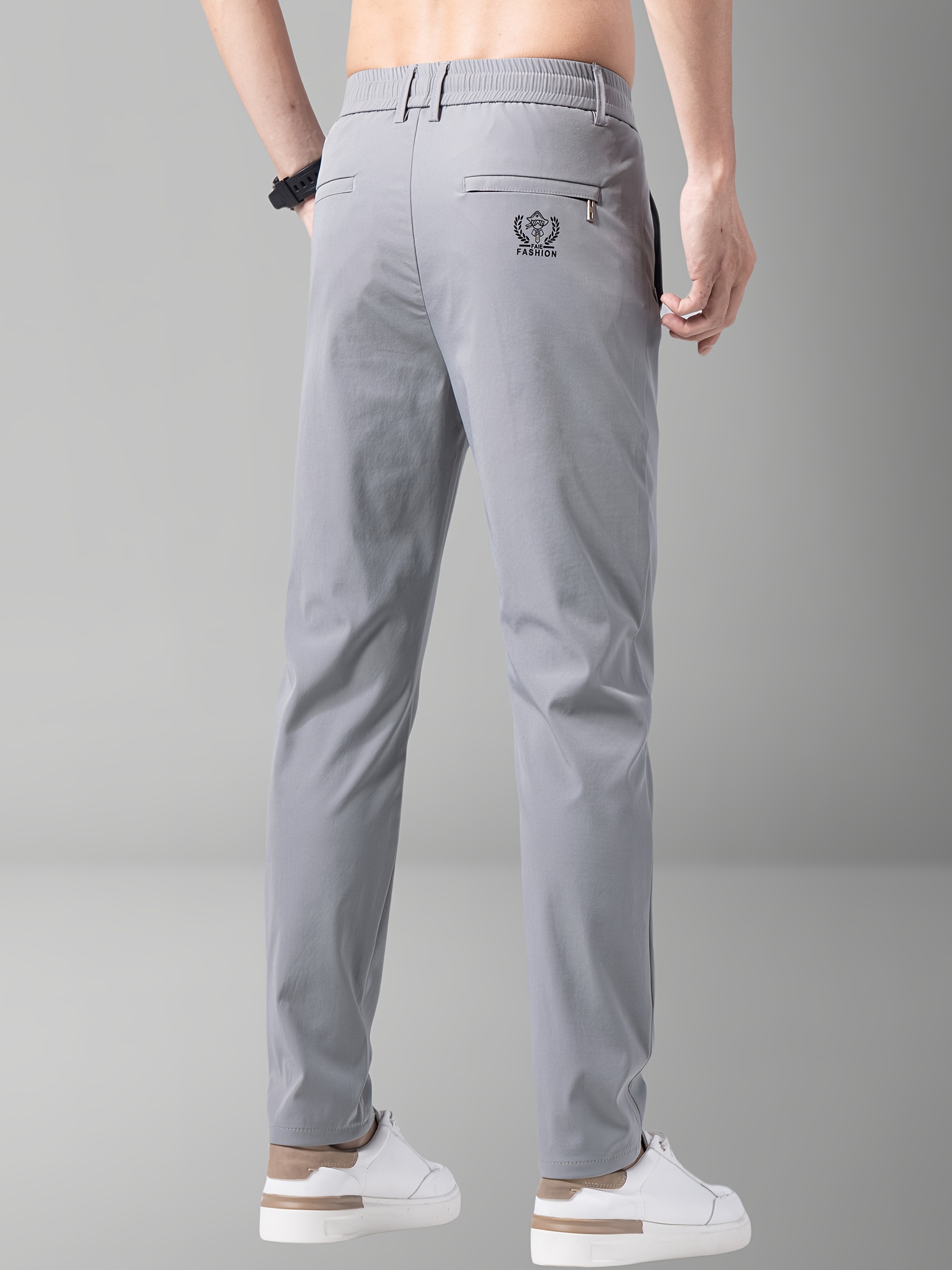 mens summer sports pants gray drawstring waist zippered pockets casual outdoor athletic wear for tennis golf casual athletic wear casual sportswear polyamide fabric details 3