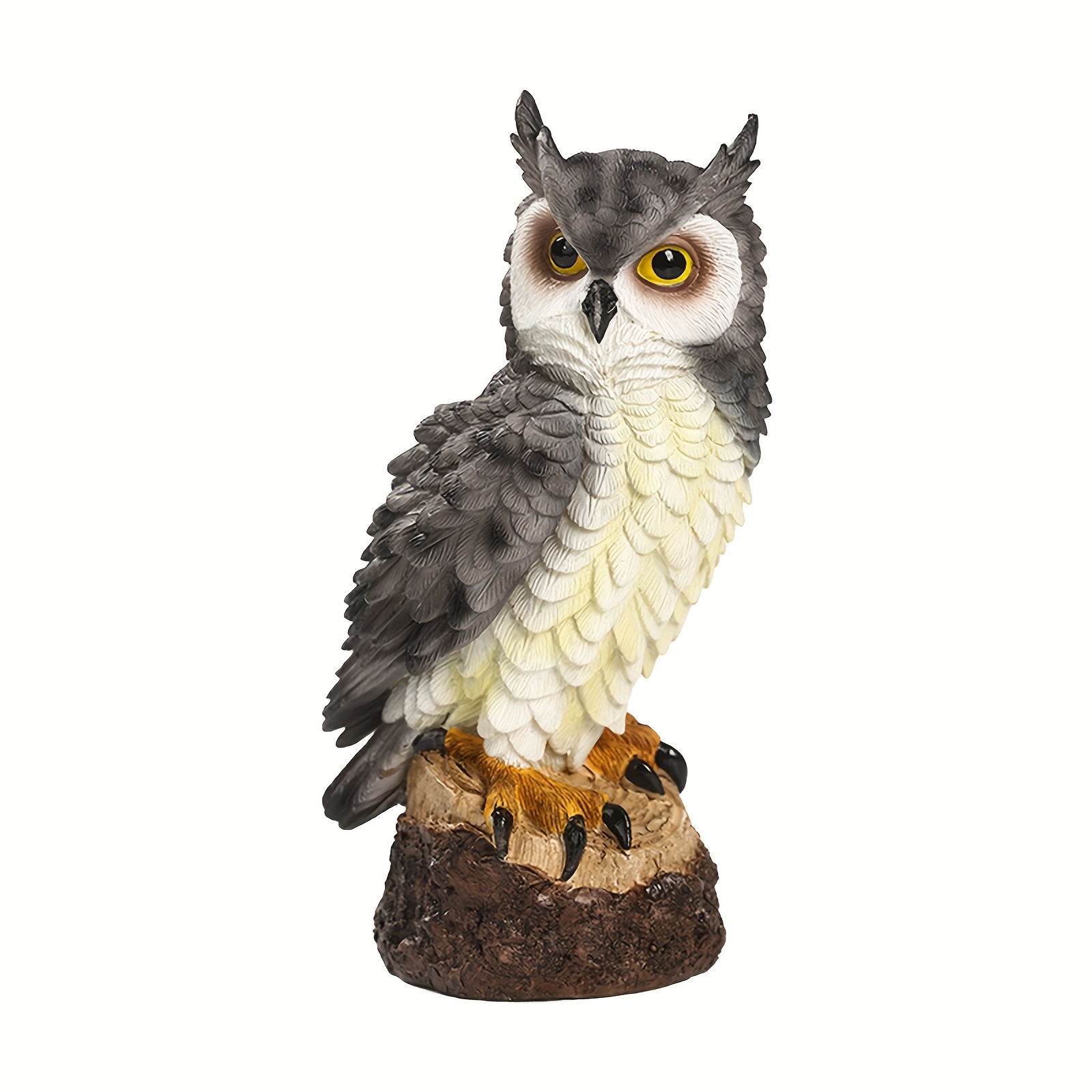 Image of 7" Lifelike Resin Owl Statue With - Realistic Garden Ornament For Yard, Porch, Or Office Decor - Weather-resistant & Wildlife-friendly, Owl Home Decor, Merxeng