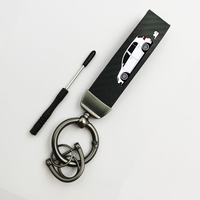 TEMU Suitable For /golf5/golf6/golf7 Car Keychain, Carbon Fiber Pattern Car Keychain, Anti-sweat Metal Faux Leather Keychain With Horseshoe , Durable