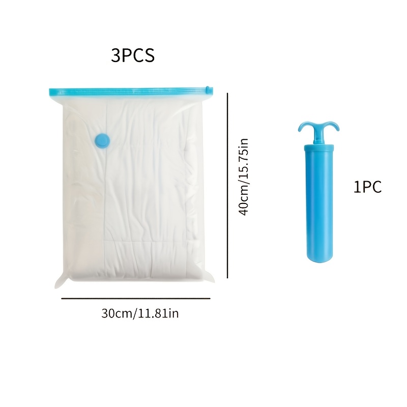 3/7/9/14/18pcs Transparent Vacuum Compression Storage Bag With Hand Pump, Size: 11.81x15.75in, Suitable For Clothing Storage, Space Organizer, Suitable For Travel And Home Organization And Storage.
