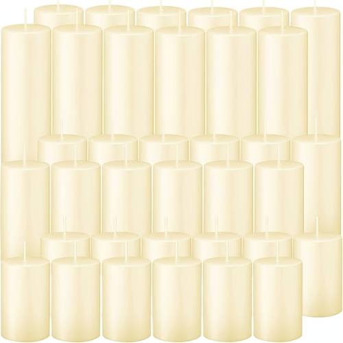 36 pack pillar candles bulk supply 38 hour long lasting burn suitable for weddings emergency lanterns ceremonial parties ideal for commercial home use paraffin wax round shape glitter indoor use