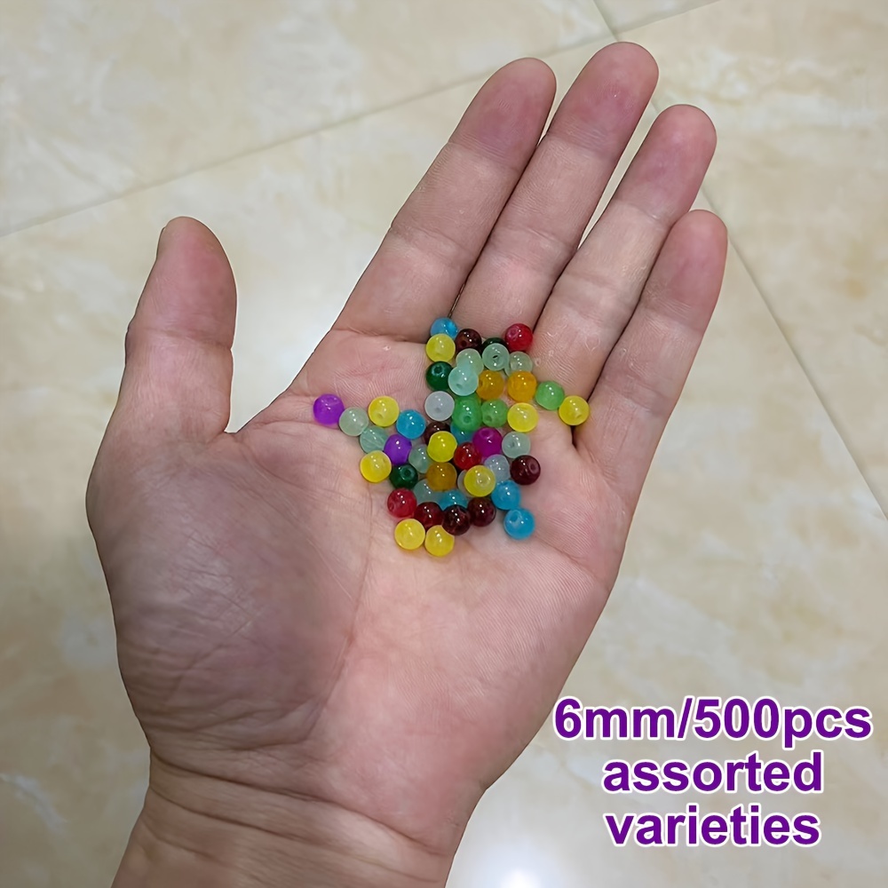 TEMU 500pcs Glass Beads For Jewelry Making, Assorted Colors, Round Beads 4mm And 6mm, Diy Craft Bead Kit, Jewelry Making Parts And Accessories, No Mosaic Material