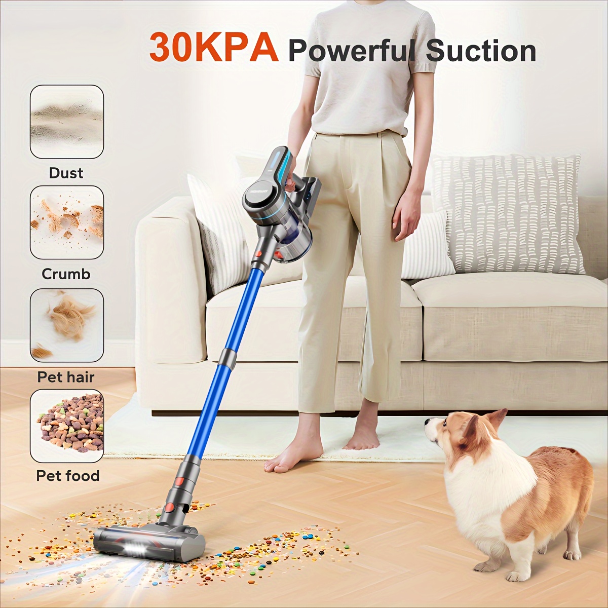 

Cordless , 30kpa 45min , -tangle Cleaners For , 1.5l Cup, Rechargeable Wireless For Hardwood Carpet Pet