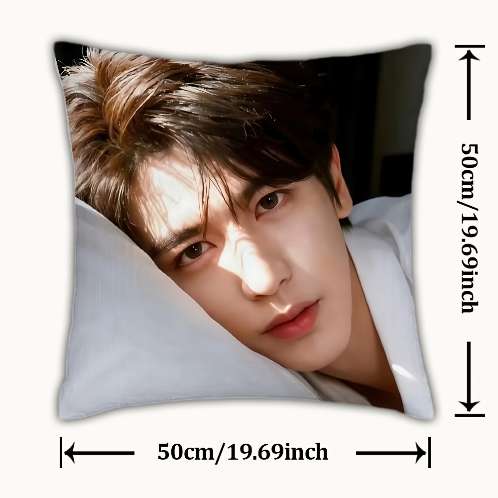 TEMU P-pursuit Of Jade Linghe Chinese Actor 2d 1pc Printed Pillowcase, Double-sided Print, Zipper Closure, Polyester, Machine Washable, Perfect For