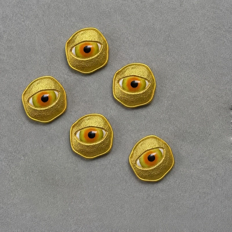 TEMU Eye-shaped Buttons, Abstract Shaped Decorative Accessory Buttons For Coats And Large Clothing, Metal Buttons With A Fashionable,, And