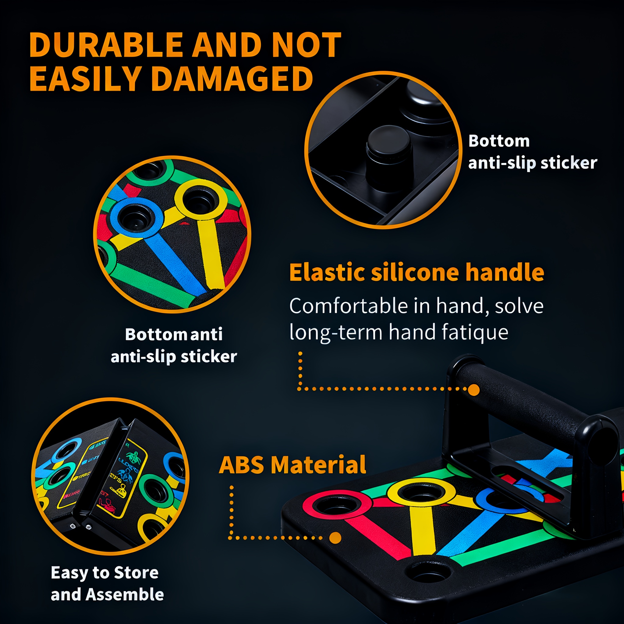 1 Foldable PushUp Stands Board | Fitness Equipment for Home Gym, Adjustable for Men & Women, Ideal for Chest, Abs, Arms & Core Training, Portable Full Body Exercise Board, PC Material.