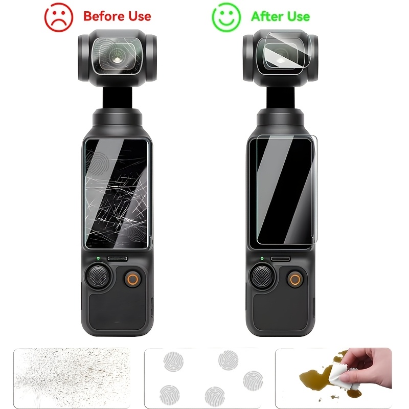 6pcs screen and lens protector set for   3 anti reflective coating ultra clear anti scratch lens and lcd tempered glass film 9h hardness protection       pocket 3 accessories suitable for   Product details 2